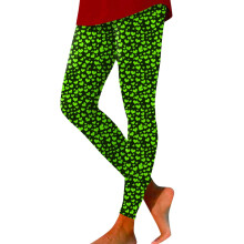 Women's High-Waist Valentine's Leggings with Pockets Green L