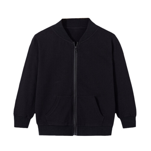Girls' Zip-Up Solid Color Jacket for Fall/Winter, Long