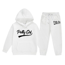 Girls Cotton Loungewear Tracksuit Set Size 6-7 Years White
