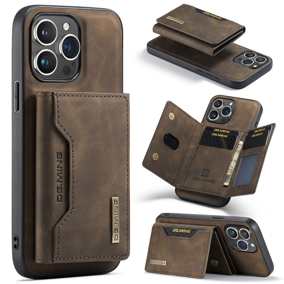 Leather Wallet Case with Detachable Back Cover and Magnet