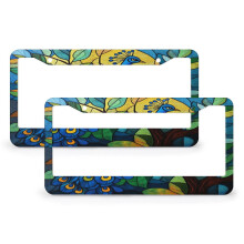 Blue Peacock License Plate Frames Aluminum 2 PCS