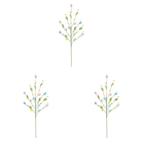 Artificial Easter Floral Stems with Pastel Eggs 3 Pack