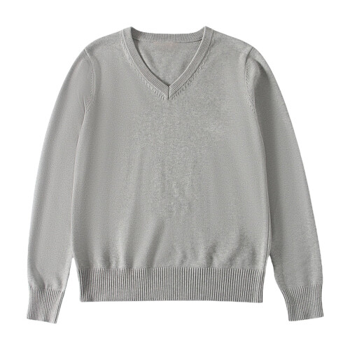 Unisex V-Neck Pullover Sweater Gray for Ages 4-16