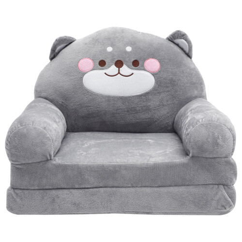 Children's Armchair Elephant Shape Grey Plush 1 Set