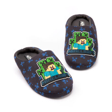 (13 UK Child) Minecraft Slip On Loafer Slippers (Boys Blue)