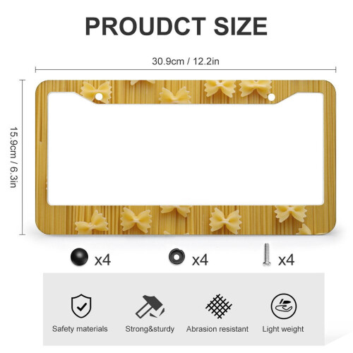 Pasta-Themed License Plate Frame Aluminum 2 pcs 2