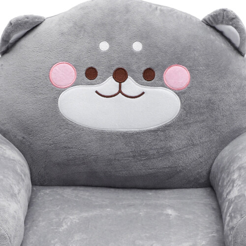 Children's Armchair Elephant Shape Grey Plush 1 Set 1