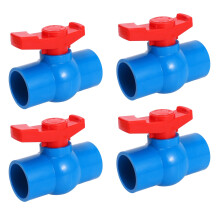 4X 40 mm x 40 mm Schlupf Voller Anschluss Roter Griff Hebel U-Pvc Kugel Hahn Blau
