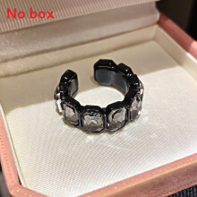(GrayRing) Alloy Hexagon Geometric Open Ring With Rhinestone Detailing For Jewelry Women Fashion