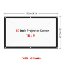(60 inch +4 Hooks)Portable Foldable Projector Screen 169 Hd Outdoor Home Cinema Theater Movie 3d