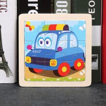 (Police Car)Childrens Wooden Flat Puzzle With Airplane Giraffe Panda Whale Print Dinosaur