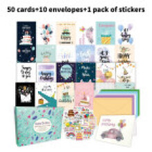 Cartões de aniversário com envelopes e adesivos pacote decorativo acessórios