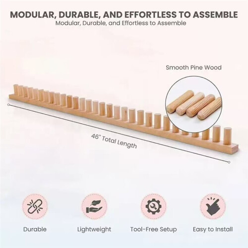 Chunky Blanket Loom Kit, 46" Adjustable Solid Wood Hand Knitting Board for DIY Throw Blankets & Chunky Yarn 2