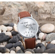 (Brown) Women Fashion Lady Stainless Steel Leather Band Quartz Wrist Gift Fashion Watch