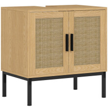 Boho-Badezimmer-Waschtisch mit Rattan-Design, Eiche