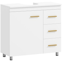 3-stöckiger Badezimmerschrank, MDF-Aufbewahrungseinheit, Weiß