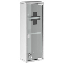 Medizinschrank aus Edelstahl mit Glastür, Silber