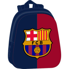 F.C. Barcelona Kids Backpack 3D Design Blue Brown 27x33x10 cm Padded Straps Side Water Bottle Pocket
