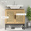 Boho-Badezimmer-Waschtisch mit Rattan-Design, Eiche 8
