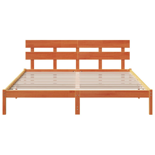 VidaXL vidaXL Bed Frame with Headboard Brown 200 x 200 cm Solid Pine wood 1