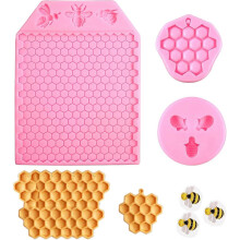 3 Packs 7 Cavity Bumble Bee Silicone Mold Honeycomb Beeschocolate Molds Silicone Beehive Fondant Bee