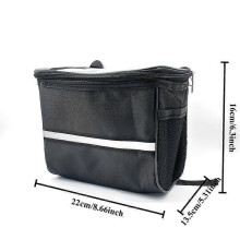 Collapsible Bike Basket Handlebar Bag, Large Capacity Nylon Front Storage with Reflective Strip, Detachable for Shopping, Commuting, Pets, Camping, 1