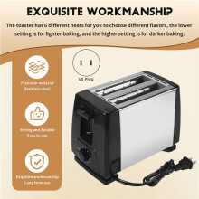 Toaster 2 Slice Stainles Steel Bread Extra Wide Slot Compact Toasters,Electrical Small Bread Machine for Waffles,US Plug