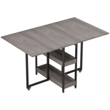 HOMCOM Four-Person Drop Leaf Table - Grey