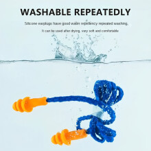 (Blue Thread In Orange Box) Sleep Earplugs with Cord, Noise Canceling, for Concert & Study
