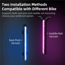RGB Flowing Bike Taillight 1200mAh Rechargeable IPX4 Waterproof Rail Mount Lamp for Night Riding Post