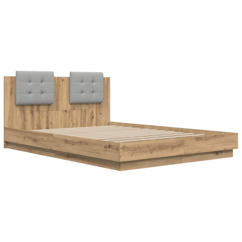 VidaXL vidaXL Bed Frame with Headboard with Storage Artisan Oak 150 x 200 cm 2