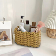 (Coffee, S) Cotton Woven Storage Basket for Home & Bathroom