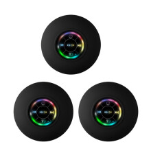 3X --Lautsprecher, Wasserdicht, Badezimmer-Audio, Kabellos, Duschlautsprecher, RGB-Licht, -Saugnapflautsprecher, Schwarz