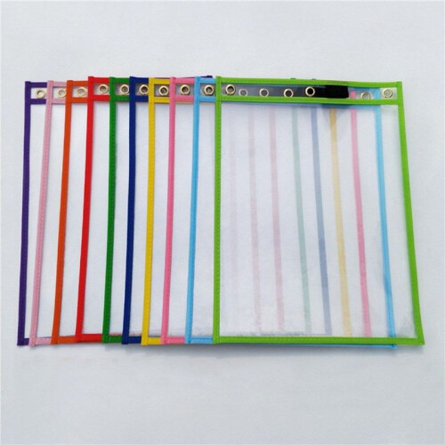 30Pcs Reusable Dry Erase Pockets, Assorted Colors for Children Kids Students 2