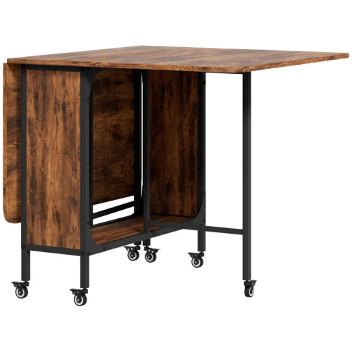 Six-Person Drop Leaf Dining Table - Rustic Brown