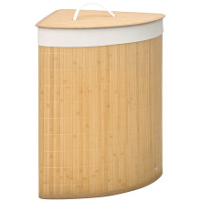 Panier à linge en bambou 55 L avec couvercle, poignée et sac à linge amovible, naturel