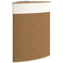 Panier à linge d'angle 55 L, panier en bambou tressé avec sac en tissu, marron