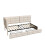 (3ft Single, Beige Linen) L-Shaped Corner Single Bed Frame, LED Headboard, USB-C Charging & 2 Drawers 11