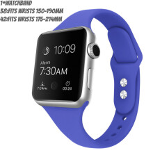 (Dark Blue,38mm)For Iwatch 38mm 42mm Strap Bracelet Band Sports Silicone Replace Solid Color