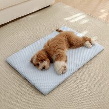 (Blue, M 60*40cm) Koel hondenbed voor kleine, middelgrote en grote katten, koelende hondenmat met traagschuimvulling, wasbare antislip
