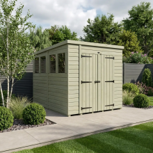 6 x 7 Pent Shed Tanalised (Double Door, With Windows)