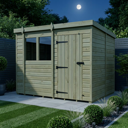 10 x 9 Pent Shed Tanalised (Single Door, With Windows) 2