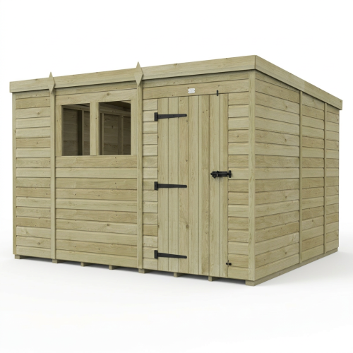10 x 9 Pent Shed Tanalised (Single Door, With Windows) 1