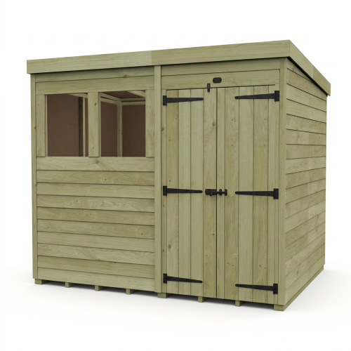 11 x 8 Pent Shed Tanalised (Double Door, With Windows) 1