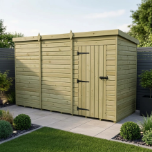 12 x 7 Pent Shed Tanalised (Single Door, No Windows)