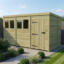 12 x 7 Pent Shed Tanalised (Single Door, With Windows)