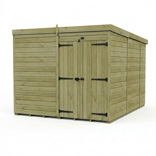 8 x 10 Pent Shed Tanalised (Double Door, No Windows) 1