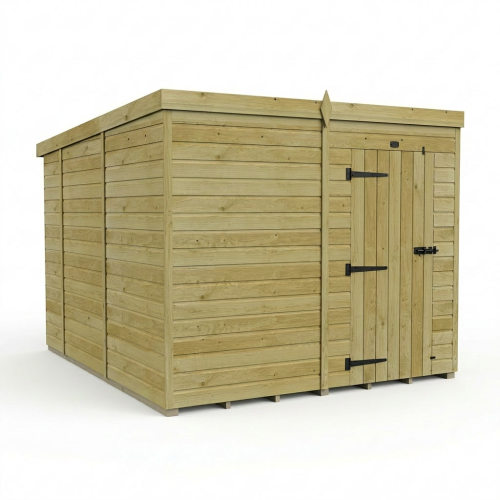 8 x 10 Pent Shed Tanalised (Single Door, No Windows) 1