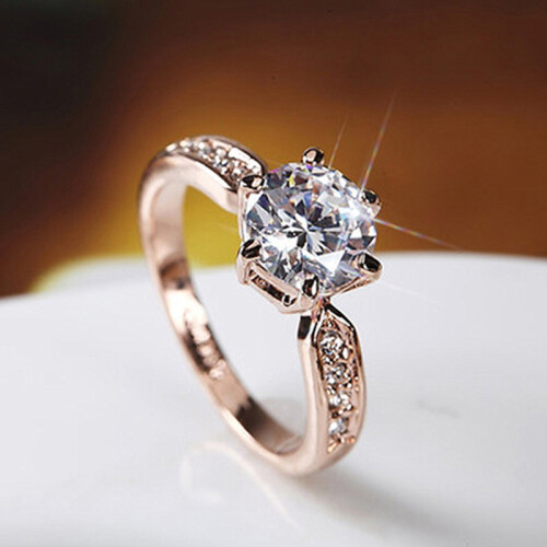 (NO.7)Ring Roségold Zirkon plattiert geometrisch neutral Mode Accessoire Geschenk Paar 1