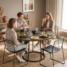 HOMCOM Round Dining Table for 4-6 Space Saving 120 cm Rustic Brown